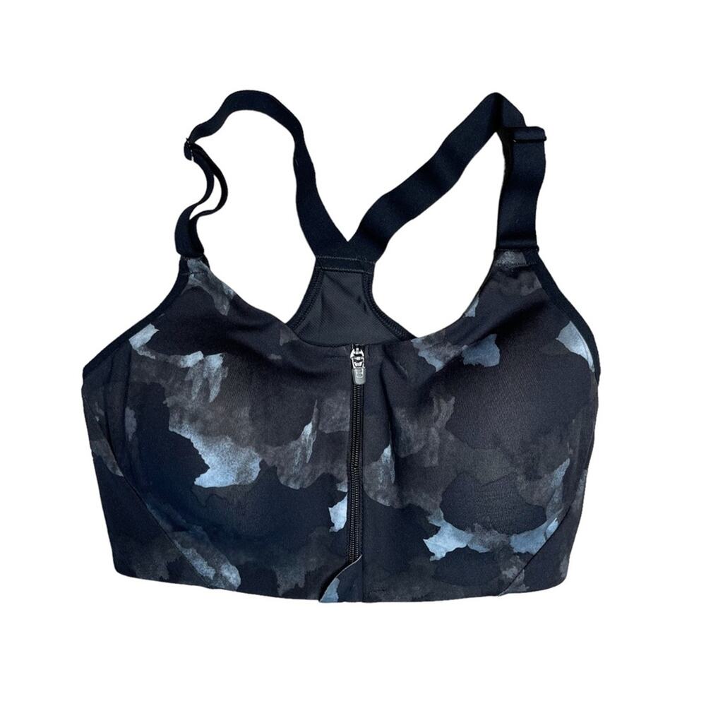 ALL IN MOTION Women's Black Gray High Support Front Zipper Sports Bra